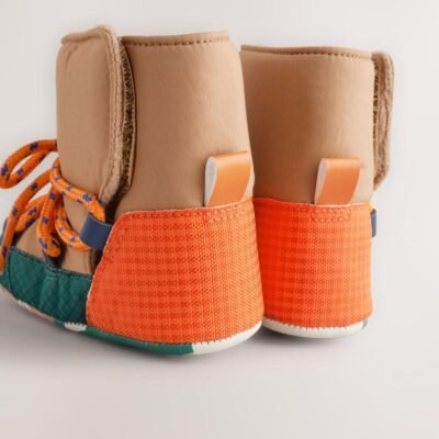 Neutral Colour Block Baby Quilted Snow Boots