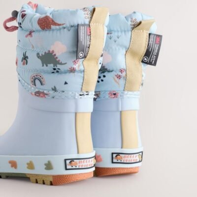 Blue Dinosaur Thinsulate Lined Cuff Wellies