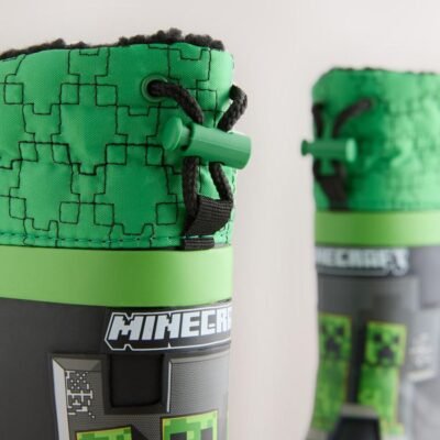 Black/Green Minecraft Warm Lined Cuff Wellies