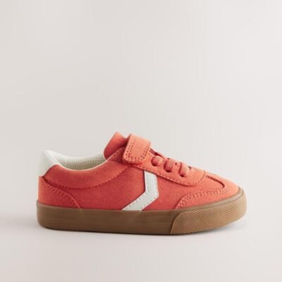 Red Standard Fit (F) Touch Fastening Elastic Lace Trainers