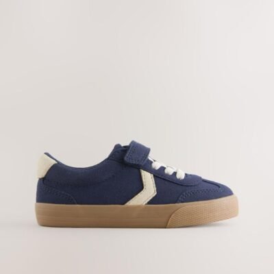 Navy Blue Standard Fit (F) Touch Fastening Elastic Lace Trainers