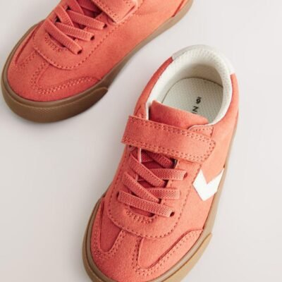 Red Standard Fit (F) Touch Fastening Elastic Lace Trainers