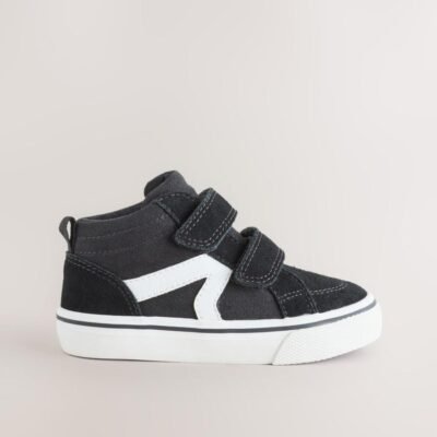 Black Suede Touch Fastening High Top Trainers