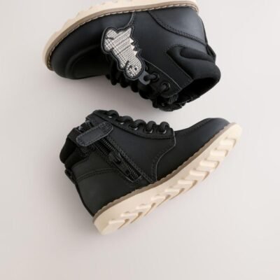 Black Dinosaur Lace-Up Boots