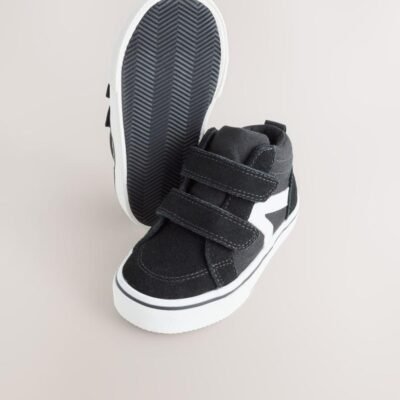 Black Suede Touch Fastening High Top Trainers