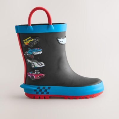 Black Hot Wheels Handle Pull On Wellies