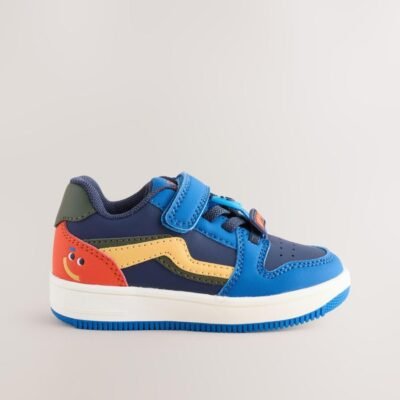 Navy Blue Touch Fastening Elastic Lace Trainers