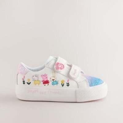 White Standard Fit (F) Peppa Pig Chunky Trainers with Touch Fastening