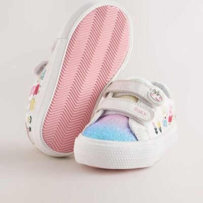 White Standard Fit (F) Peppa Pig Chunky Trainers with Touch Fastening