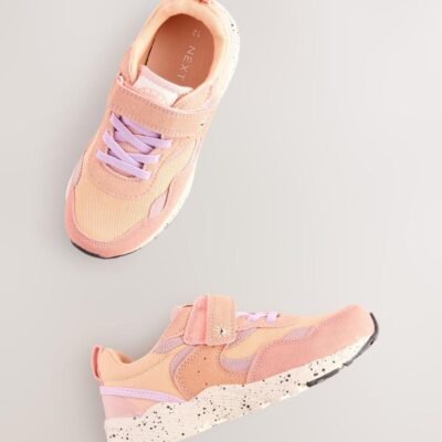 Multi Orange Standard Fit (F) Elastic Lace Touch Fasten Trainers