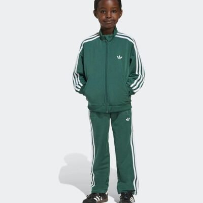 adidas Originals Green Firebird Little Kids Tracksuit