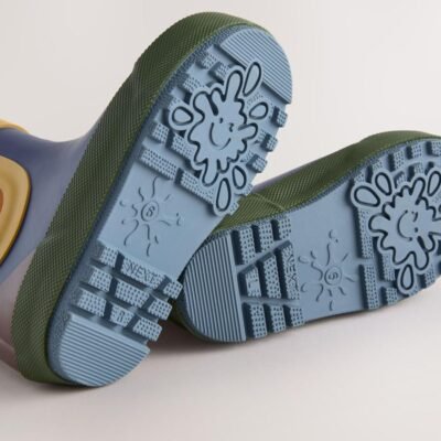 Navy Colourblock Warm Lined Ankle Wellies