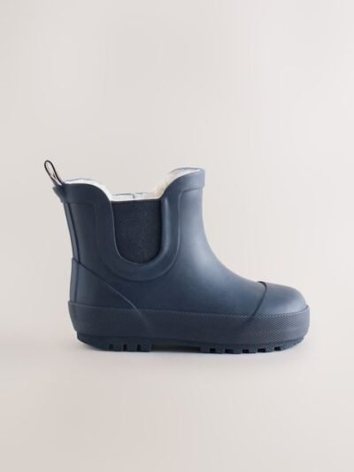 Navy Warm Lined Ankle Wellies