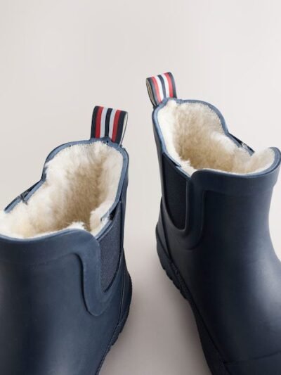 Navy Warm Lined Ankle Wellies