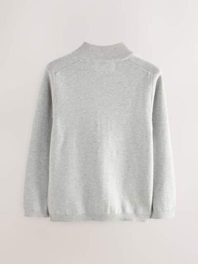 Grey Zip Through Knitted Cardigan