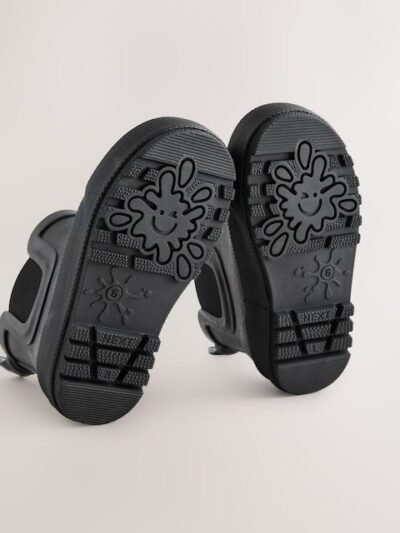 Black Plain Warm Lined Ankle Wellies