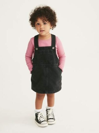 Black Denim Pinafore Dress