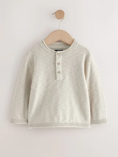 Classic Baby Knit Henley Jumper AL8-565 front