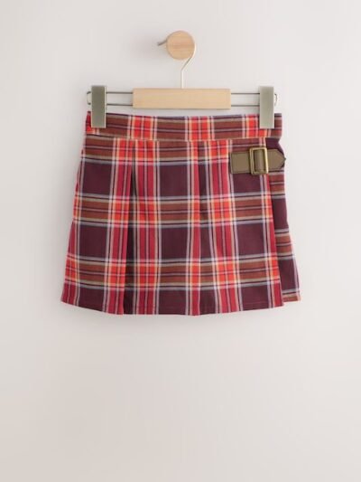 Burgundy Red Check Skort and Tights Set