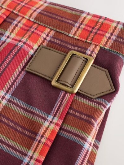 Burgundy Red Check Skort and Tights Set