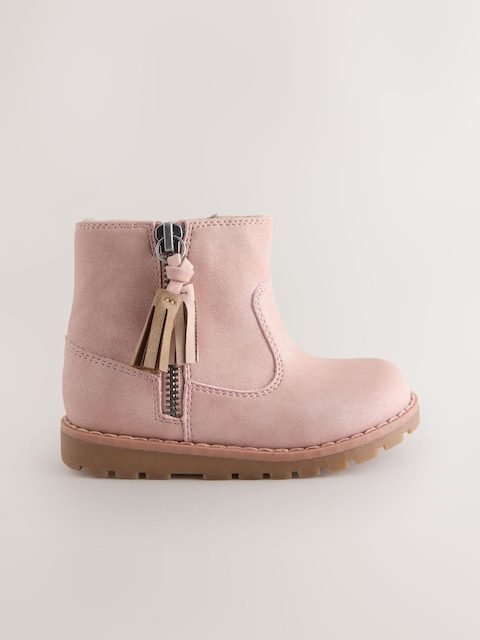 Pink Standard Fit (F) Chelsea Zip Tassel Ankle Boots