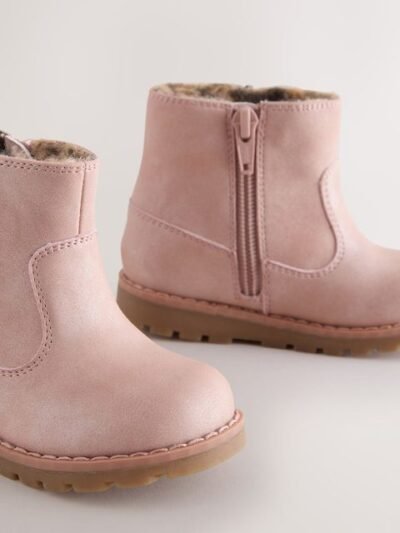 Pink Standard Fit (F) Chelsea Zip Tassel Ankle Boots