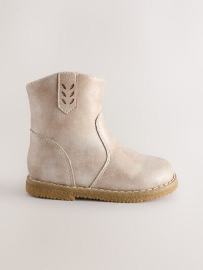 Silver Ankle Western Boots