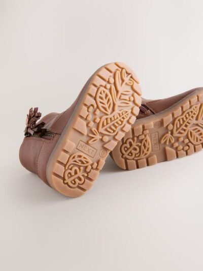 Tan Brown Standard Fit (F) Chelsea Zip Tassel Ankle Boots