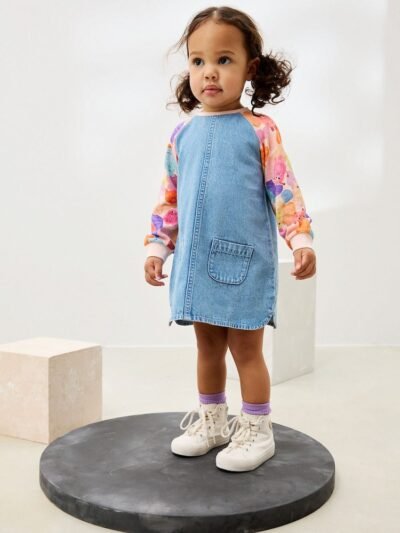 Pink Monster Raglan Denim Dress