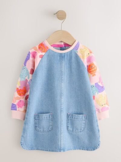 Pink Monster Raglan Denim Dress