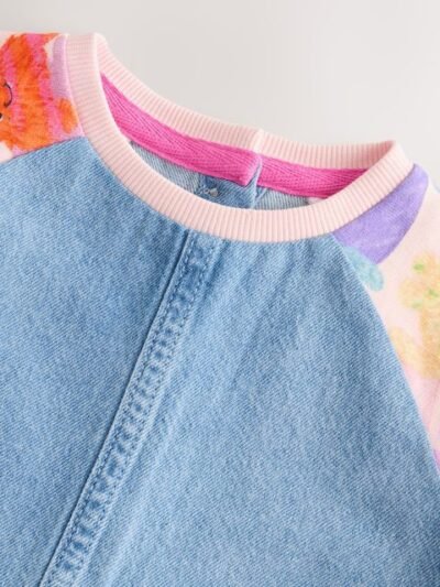 Pink Monster Raglan Denim Dress