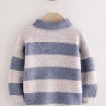 Blue Stripe Knitted Rugby Polo Shirt