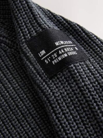 Charcoal Grey Utility Zip Neck Knitted Jumper