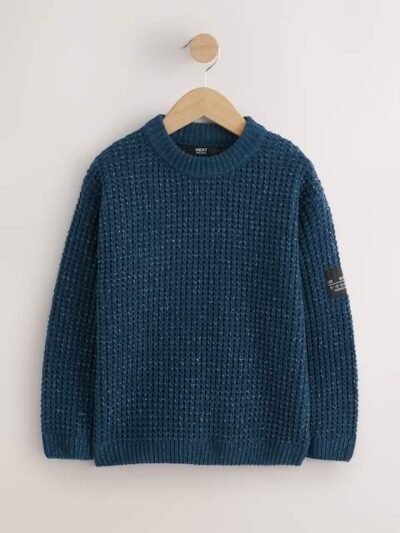 Indigo Blue Utility Knitted Crew Neck Jumper