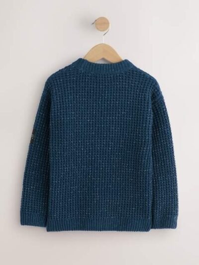 Indigo Blue Utility Knitted Crew Neck Jumper
