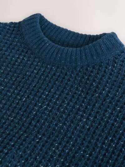 Indigo Blue Utility Knitted Crew Neck Jumper