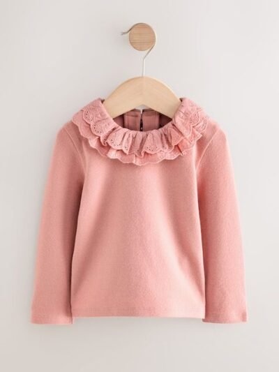 Pink Long Sleeve Collar Top