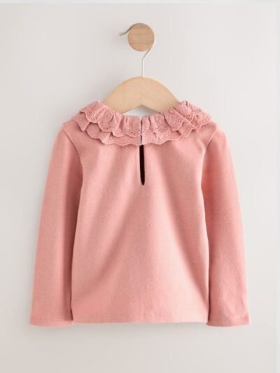 Pink Long Sleeve Collar Top
