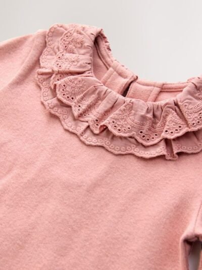 Pink Long Sleeve Collar Top