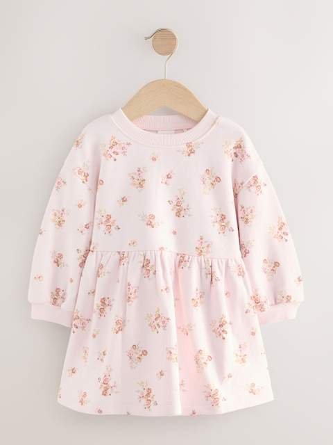 Cream Floral Sweat Dress