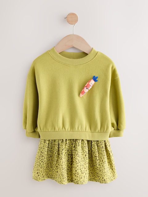 Green Carrot Mesh Skirt Sweat Dress
