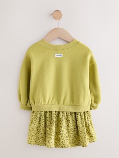 Green Carrot Mesh Skirt Sweat Dress