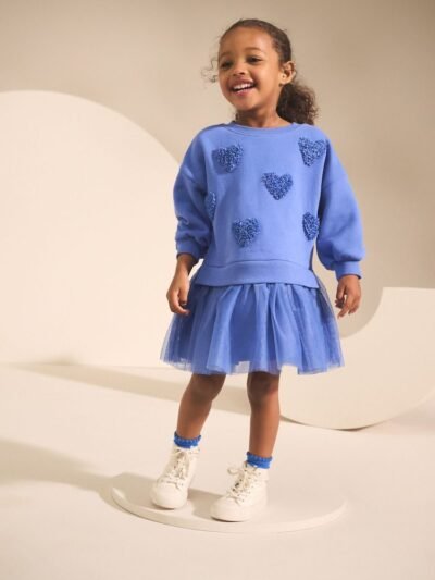 Blue Hearts Sweat Party Dress