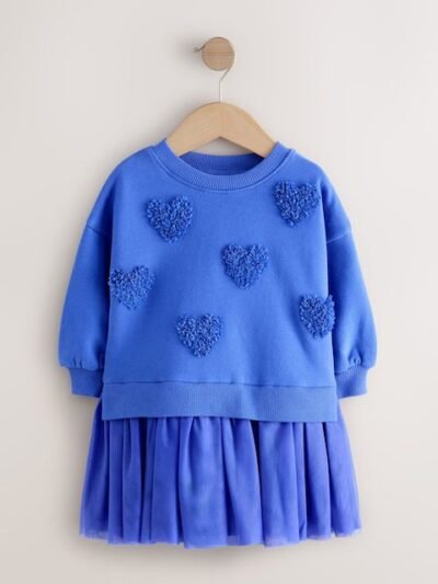 Blue Hearts Sweat Party Dress