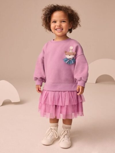 Purple Fox Sweat Party Dress