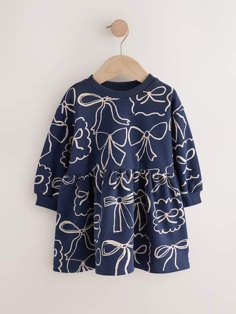 Navy Bow Sweat Dress
