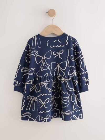 Navy Bow Sweat Dress