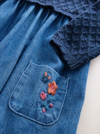 Blue Knitted Denim Dress