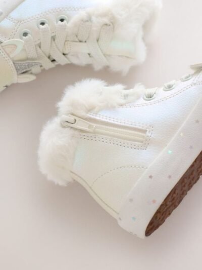 White Shimmer Unicorn Standard Fit (F) Character High Top Trainers