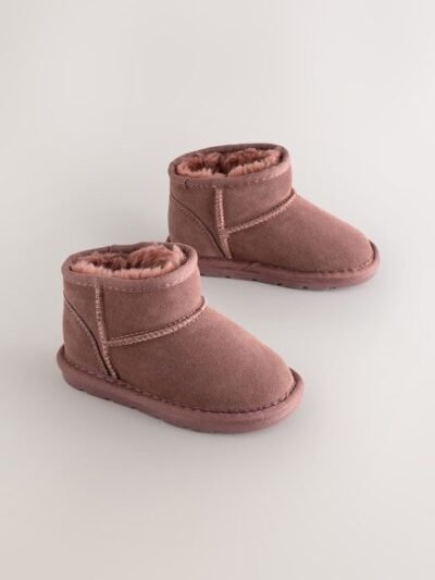 Pink Water Repellent Standard Fit (F) Suede Pull On Boots